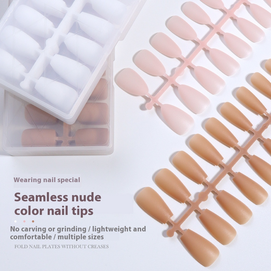 Nail Tips New nude matte, no-carving press on nails pads 240 pieces, boxed solid color seamless fake nail press on nails pads (MOQ=3)