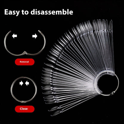 Nail Tips Nail polish practice fan color card, 50 transparent iron ring nail polish color plates in bags for  nail salons