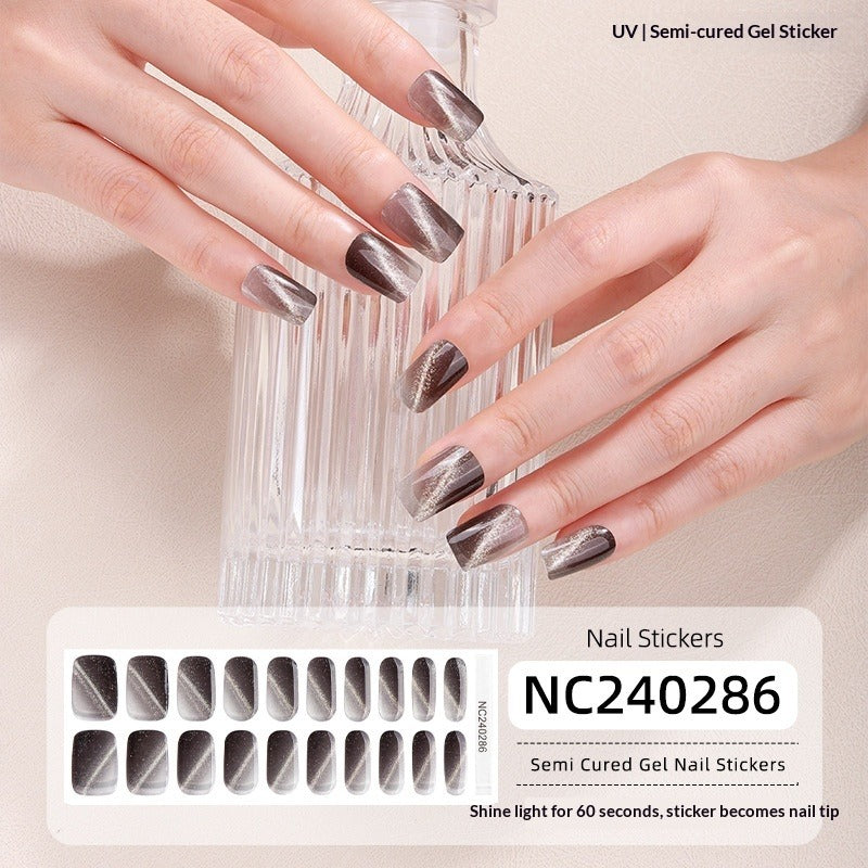 Semi-Cured Gel Nail Strips 3D Solid Color Metallic Glossy Set (MOQ=3)