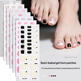 Semi-Cured Gel Nail Strips Toe Nails French Style Soft Pink Glossy Set (MOQ=3)