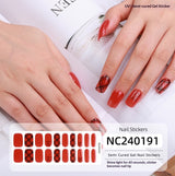 Semi-Cured Gel Nail Strips 3D Foil Christmas Snowflake Glow Design (MOQ=3)