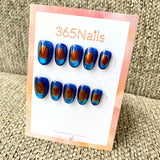 365nails: "Amber Eye" – Blue Cat-Eye & Amber Spot Handmade Squoval Nails