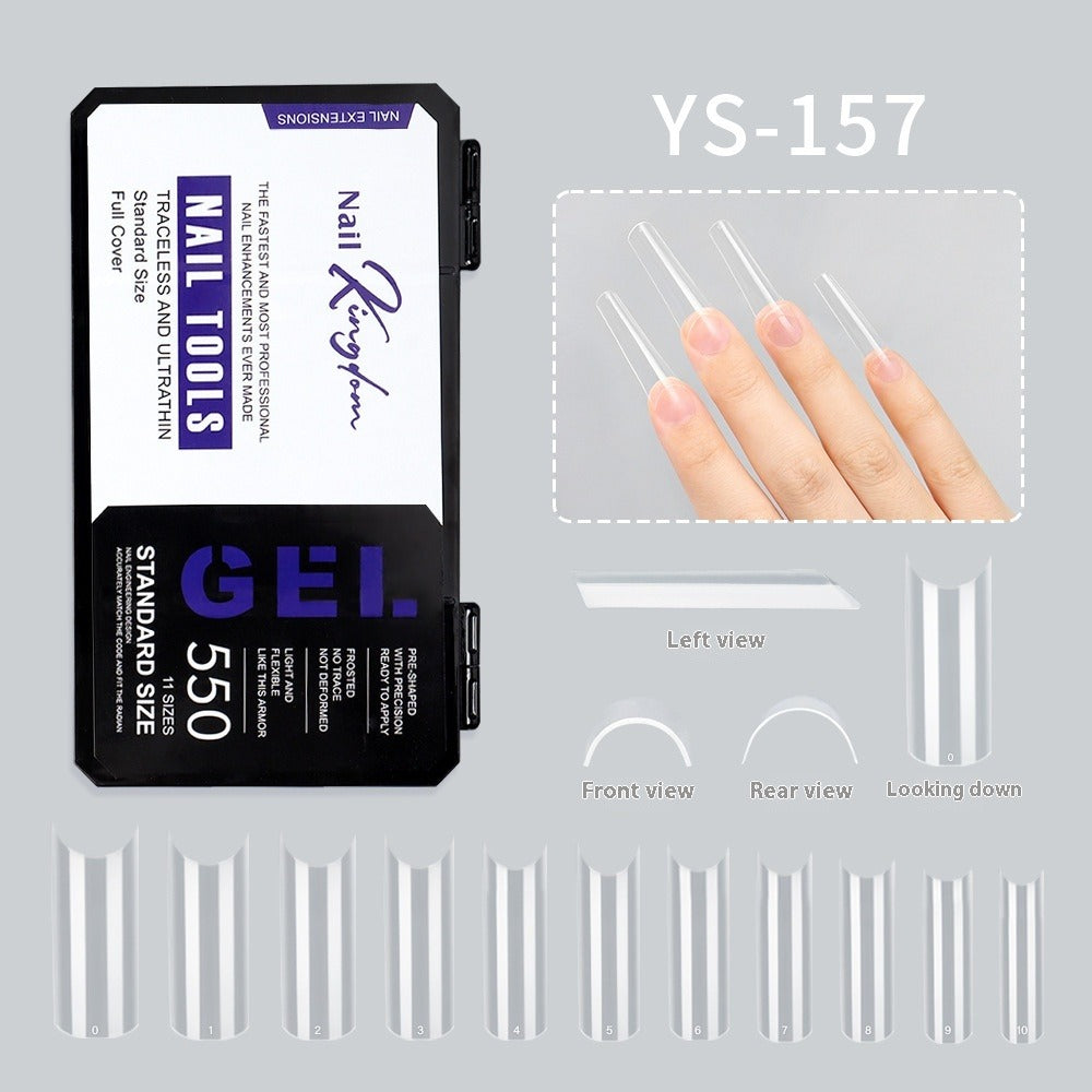 Nail Tips Nail pads, transparent 550 pieces, boxed semi-stickers, long non-marking removable extension water pipe nail fake nails (MOQ=3)