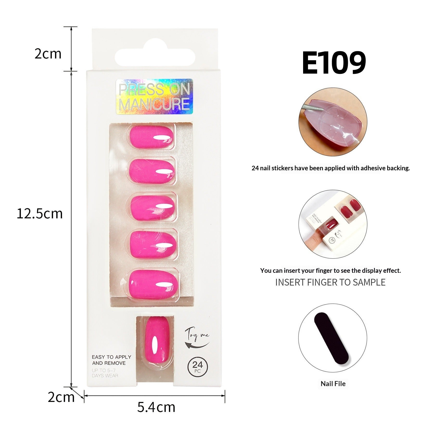Wearable solid color nude round tip false nails, 24 pieces, neutral packaging
