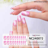 Semi-Cured Gel Nail Strips Sparkle Cat Eye Pearl Glossy Design (MOQ=3)