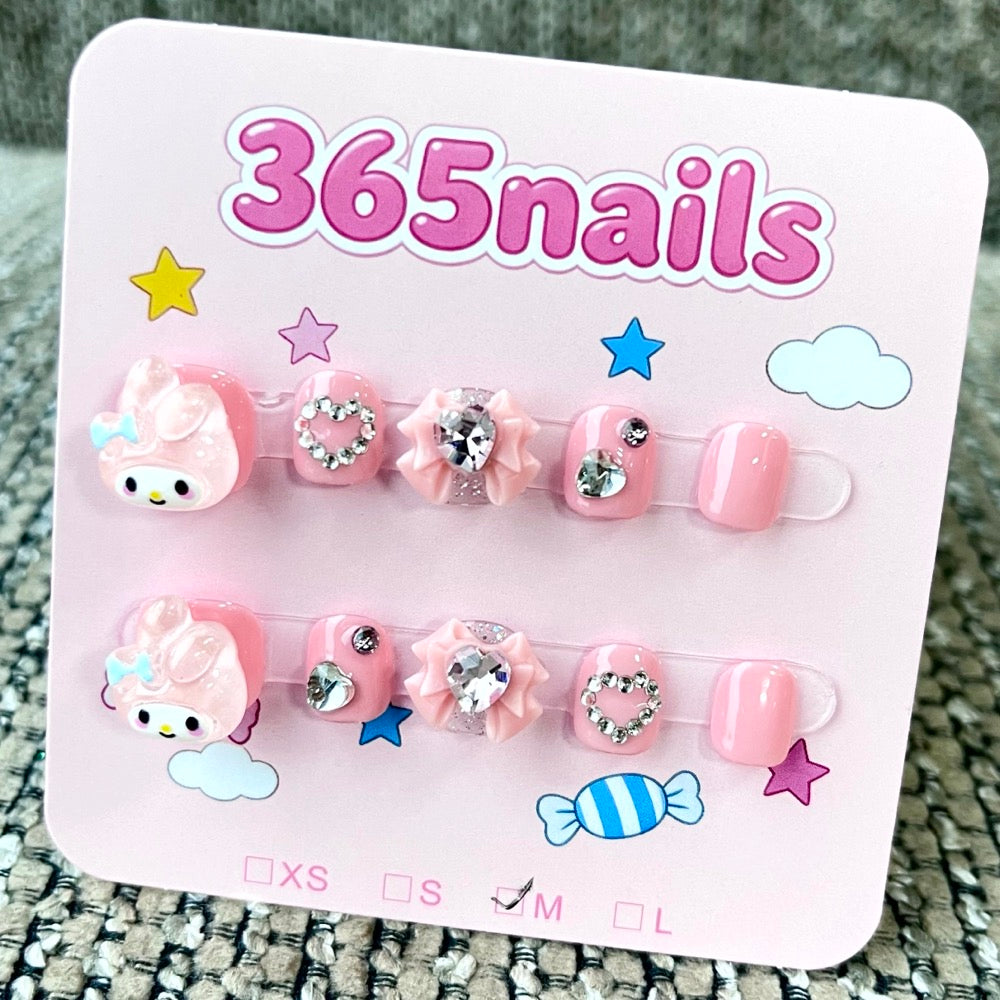 365nails: "My Melody's Sparkle" – 3D Character Handmade Short Nails