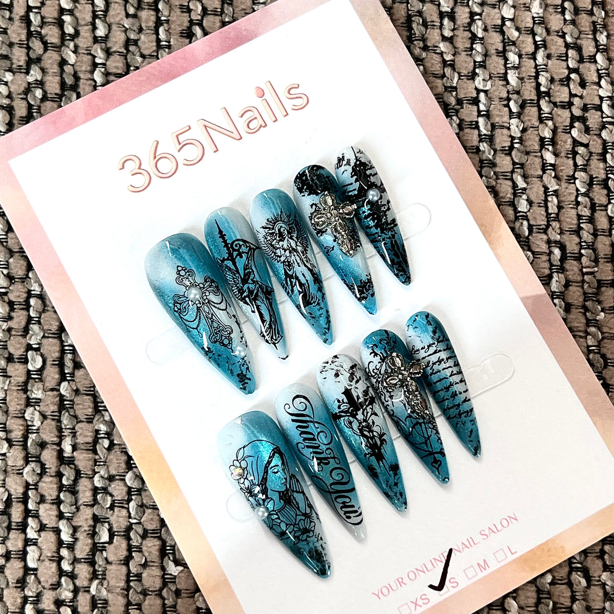 Arctic Swirl - Blue Silver Abstract Press-On Nails