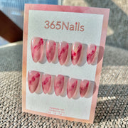 Rose Nebula e Amora Selvagem Mauve e Vermelho Baga Unhas Esborrifadas ｜ Série Esborrifadas Feitas à Mão (moq=30)
