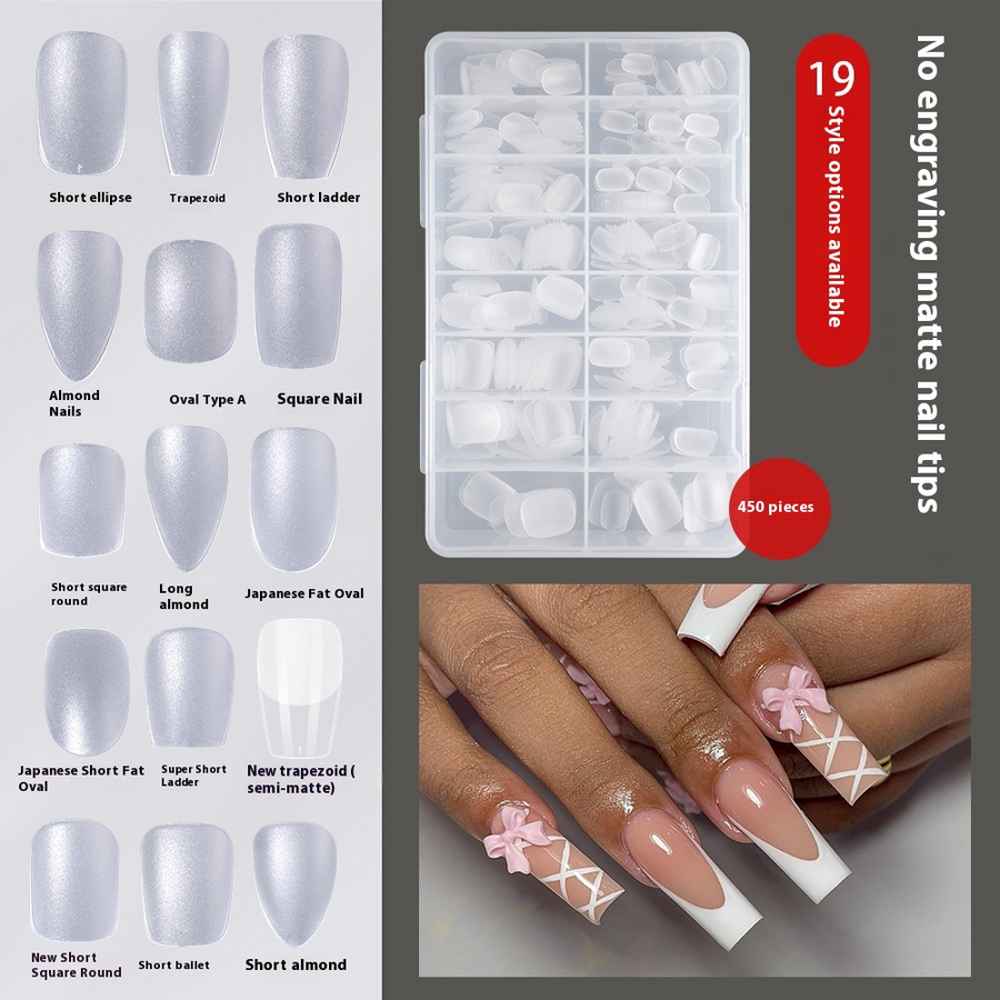 Nail Tips Amazon popular press on nails matte 450 almonds free of engraving ultra-thin and seamless patch manicure fake nails (MOQ=3)
