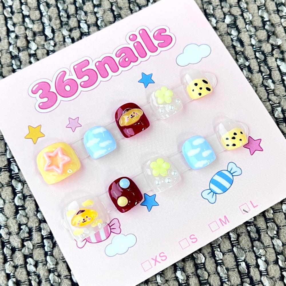 365nails 캔디 스타 3D 캐릭터 수제 숏 스퀘어형 네일