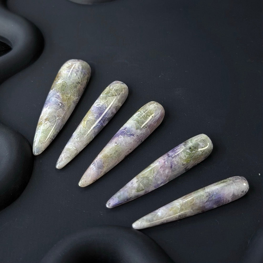 Long Stiletto Multicolor Graphic Nail Tips