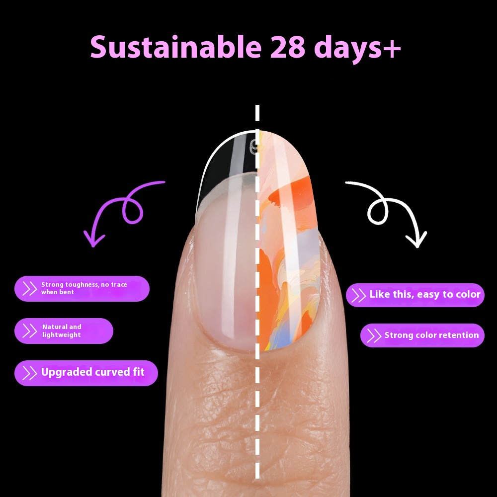 Nail Tips Transparent Oval Press-On Nail Tips, Ultra-Thin Short Round Non-Marking Fake Nails Boxed (MOQ=3)