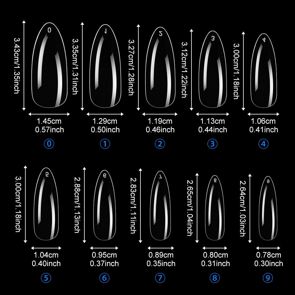 Nail Tips Nail piece full size XL 500 pieces boxed natural light and transparent full sticker almond nail patch fake nail patch manicure