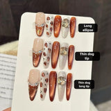 Brown Glitter Leopard Gradient Luxury Press On Nails