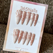 Pearl Lace - Nude Pearl Pointed Press-On Nails
