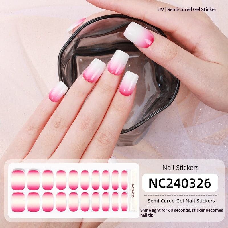 Semi-Cured Gel Nail Strips French Gradient Blush Watercolor (MOQ=3)