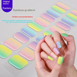 Semi-Cured Gel Nail Strips Gradient Rainbow Pastel Glossy Design (MOQ=3)