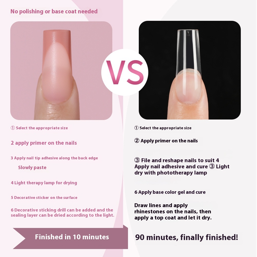 Nail Tips Wear armor French five-color manicure fake nails, prefabri ...