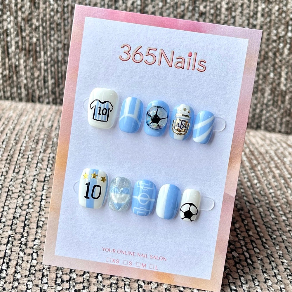 "Argentine Glory" - Argentina Football Theme Handmade Nails