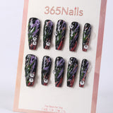 365nails night graffiti black base with ripple rhinestones press-onsSold in packs of 5. Minimum order: 1 pack (5 pcs). Quantity = number of packs. Qty 1 = 5 pcs