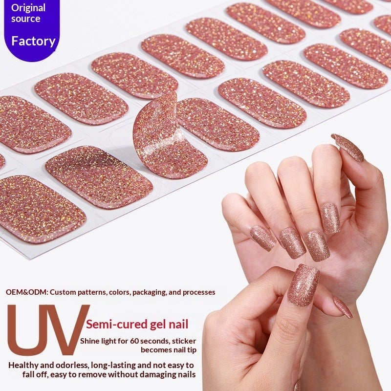 Semi-Cured Gel Nail Strips Ultra Sparkle Pure Shimmer Glossy Design  (MOQ=3)