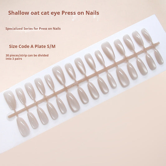 Nail Tips  prefabricated nail light brown atmosphere cat eye white versatile  removable wearable nail｜365nails