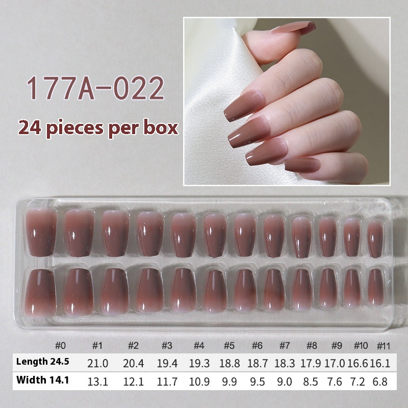French press on nails 24 pieces Boxed detachable finished product Wearable prefabricated fake nail patch Solid color manicure
