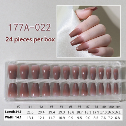 French press on nails 24 pieces Boxed detachable finished product Wearable prefabricated fake nail patch Solid color manicure