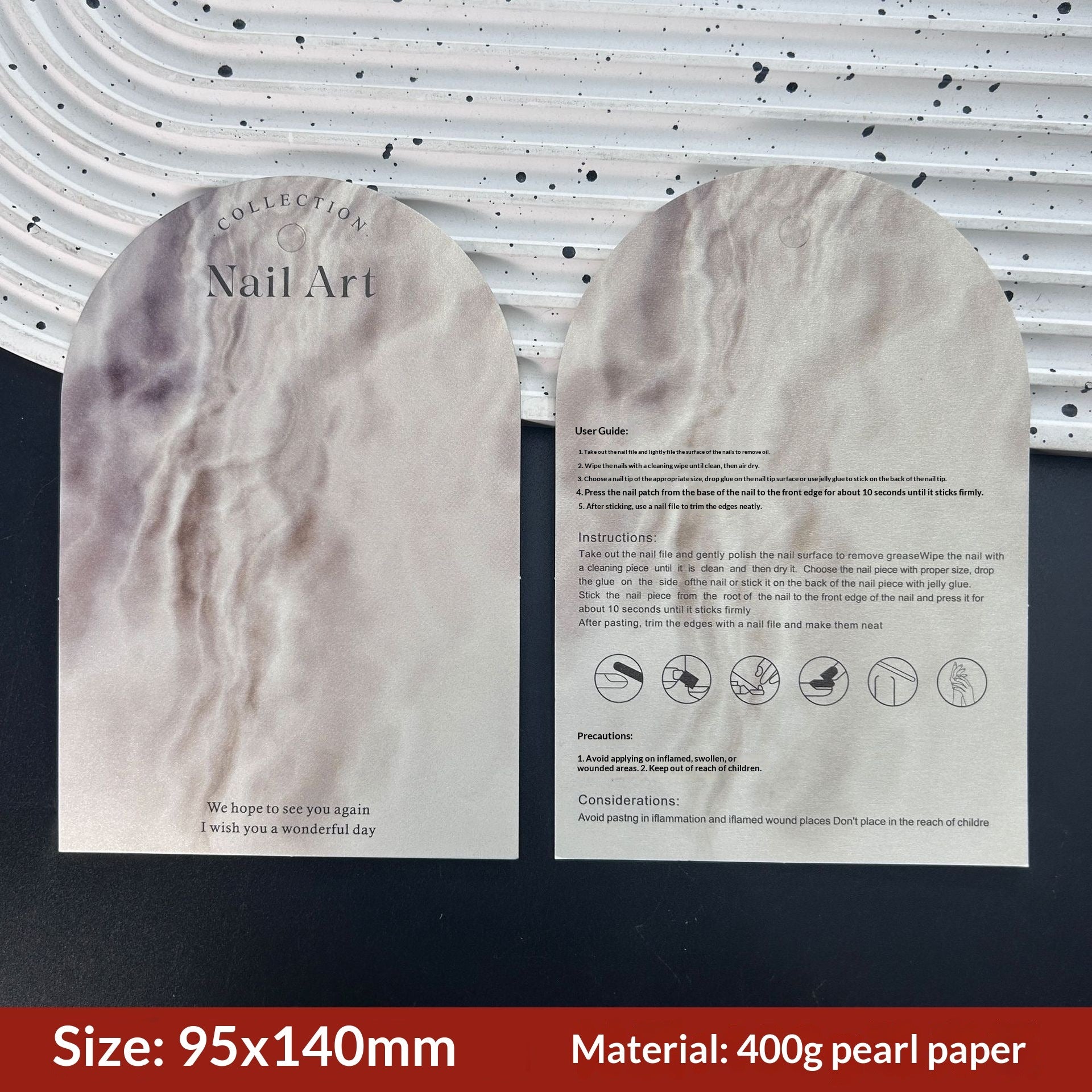 Arch Pearl Shimmer Press On Nail Display Cards (MOQ=50)