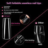 Nail Tips Amazon hot-selling nail pads plus rectangular nail pads, seamless transparent 360 pcs, boxed seamless fake nails