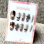 365nails: "Demon Slayer Obanai Iguro" – Handmade Short Trapezoid Press-On Nails