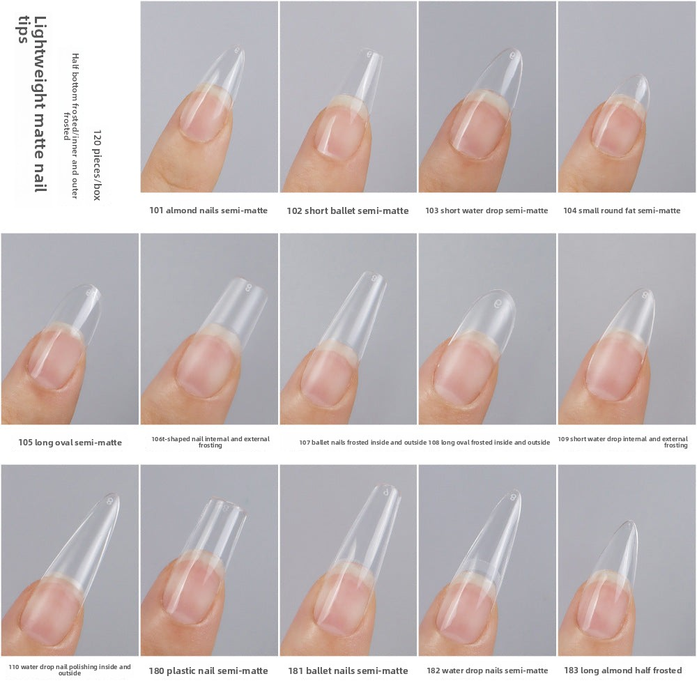 Nail Tips Nail pads are transparent and semi-matte, fully pasted, ultra-thin and non-marking (MOQ=3)