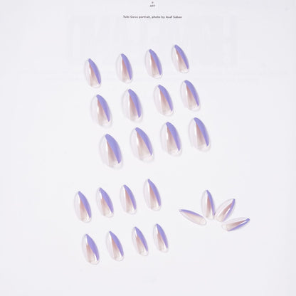 Oblique French pointed head  finished fake nail manicure patch  nail film factory sales  model｜365nails