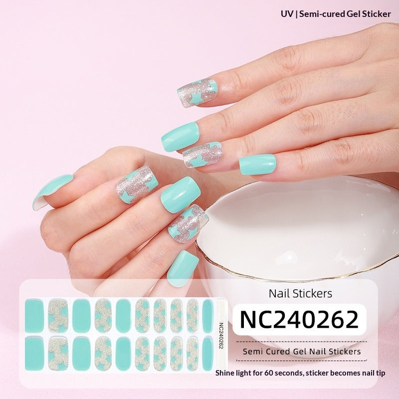 Semi-Cured Gel Nail Strips Floral Star Heart Cow-Print Mix Design (MOQ=3)