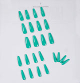 Parche de uñas con acabado azul lago de la serie Long Ballet, modelo impermeable | 365nails