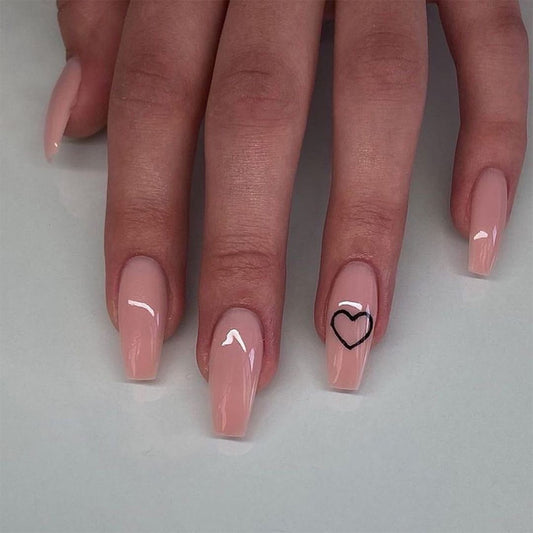 Nude short ballet love wearing nail finished product value nail nail    model  and removable｜365nails