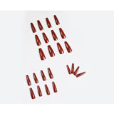 Patch de manicure longo de balé bordô com acabamento em flash puro, modelo à prova d'água ｜ 365nails