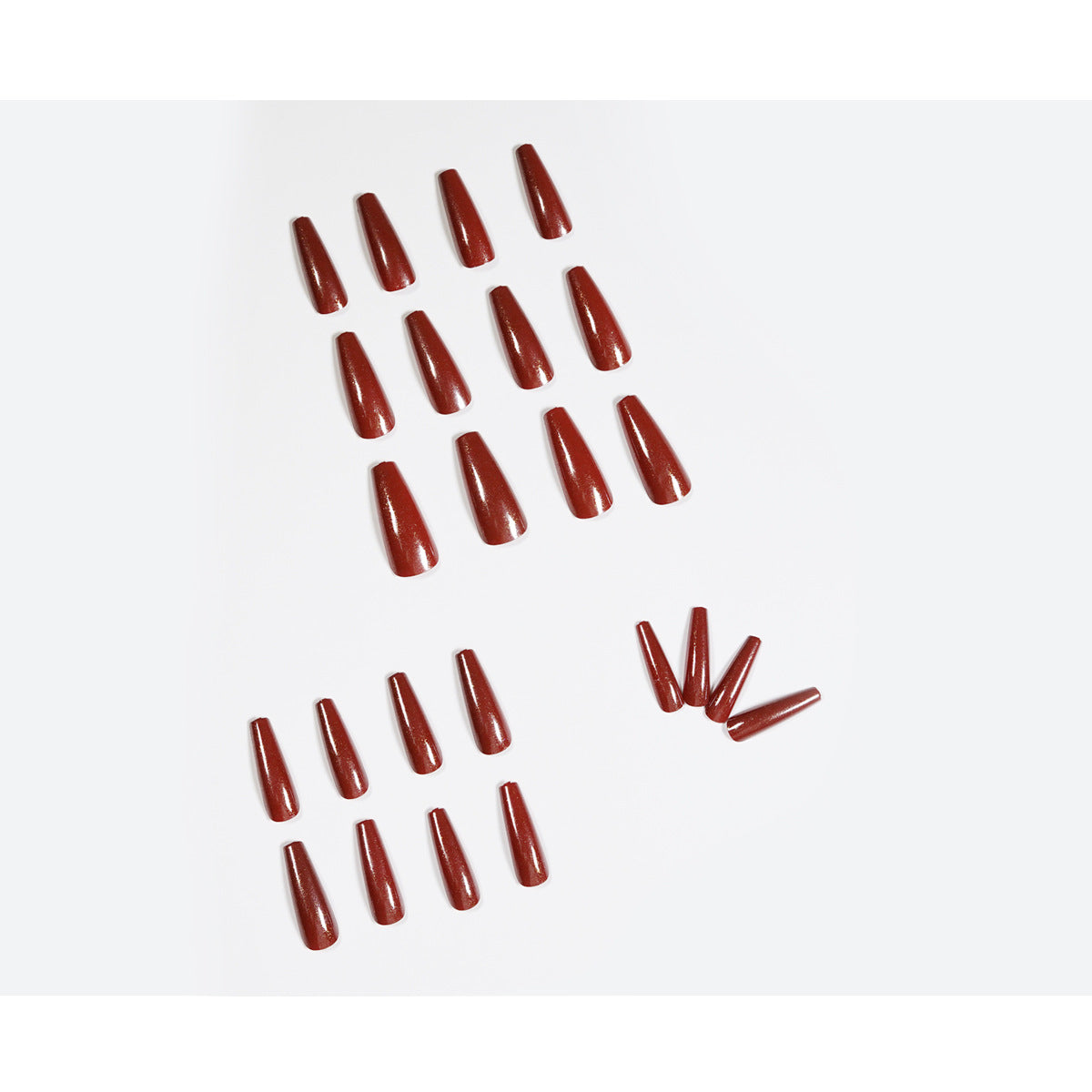 Patch de manicure longo de balé bordô com acabamento em flash puro, modelo à prova d'água ｜ 365nails