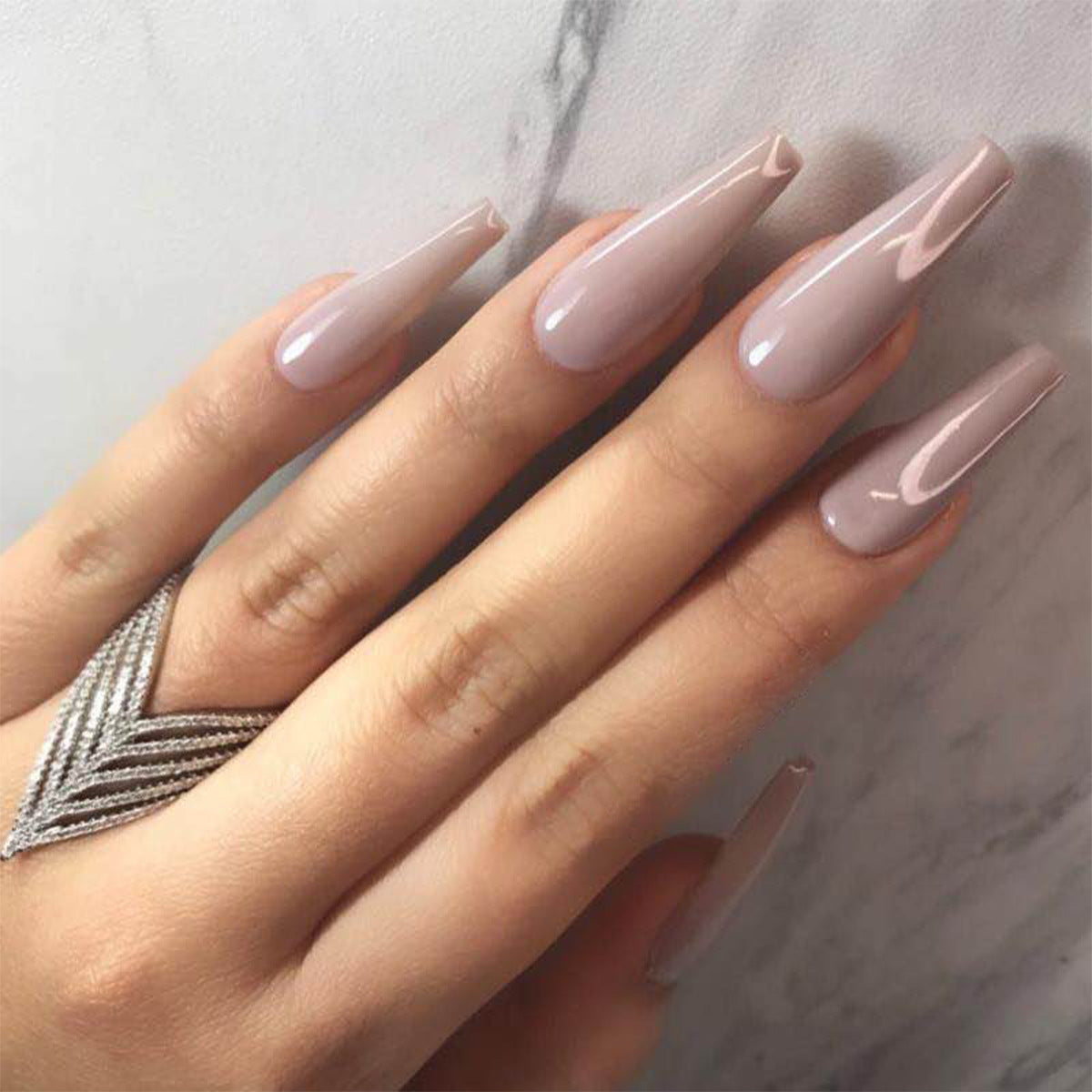 extra long Ballet Solid Color Frosted Glossy  False Nail   Removable ｜365nails