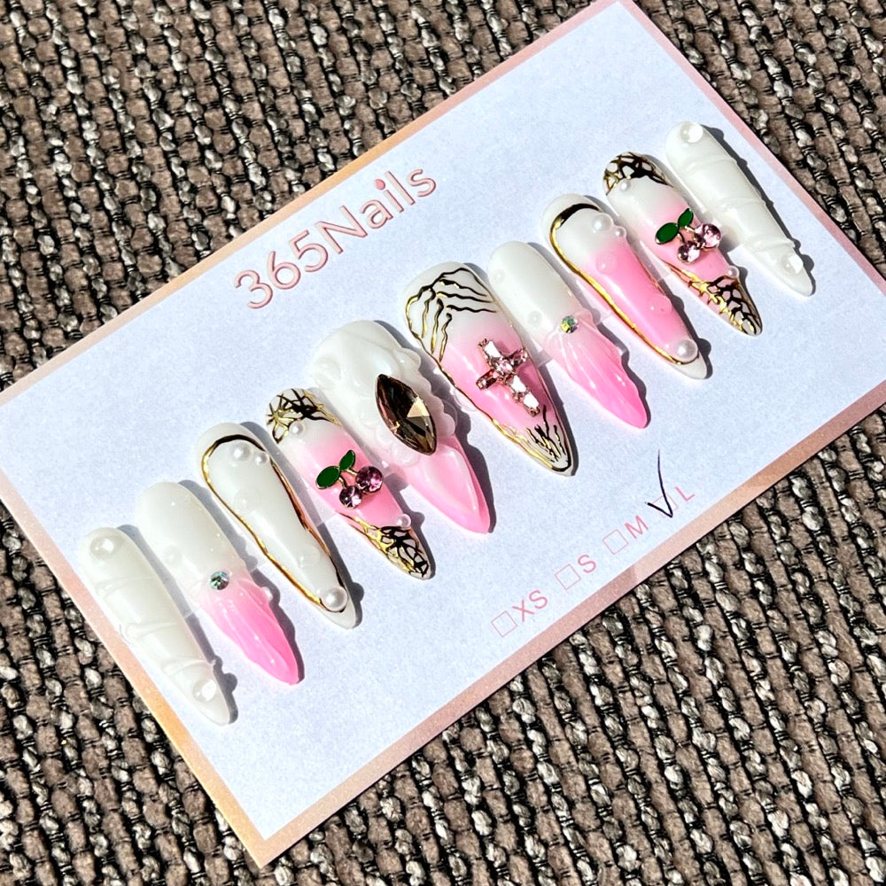 365nails: "Divine Graffiti" – 3D Cross & Graffiti Handmade Stiletto Nails