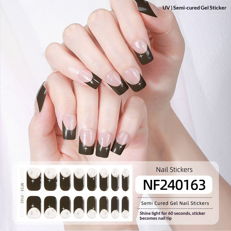 Semi-Cured Gel Nail Strips French Gradient Soft Glossy Design (MOQ=3)