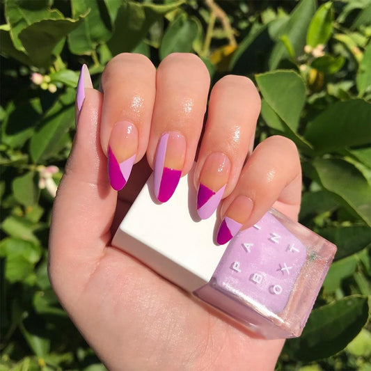Rose red oblique French   finished fake nail manicure nail｜365nails