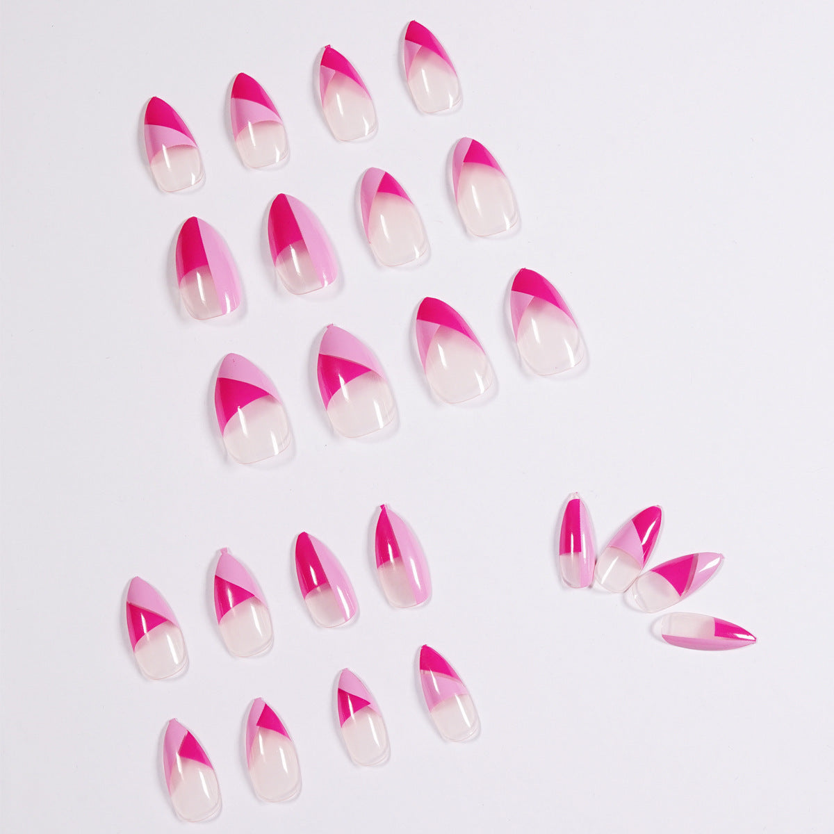 Rose red oblique French   finished fake nail manicure nail｜365nails