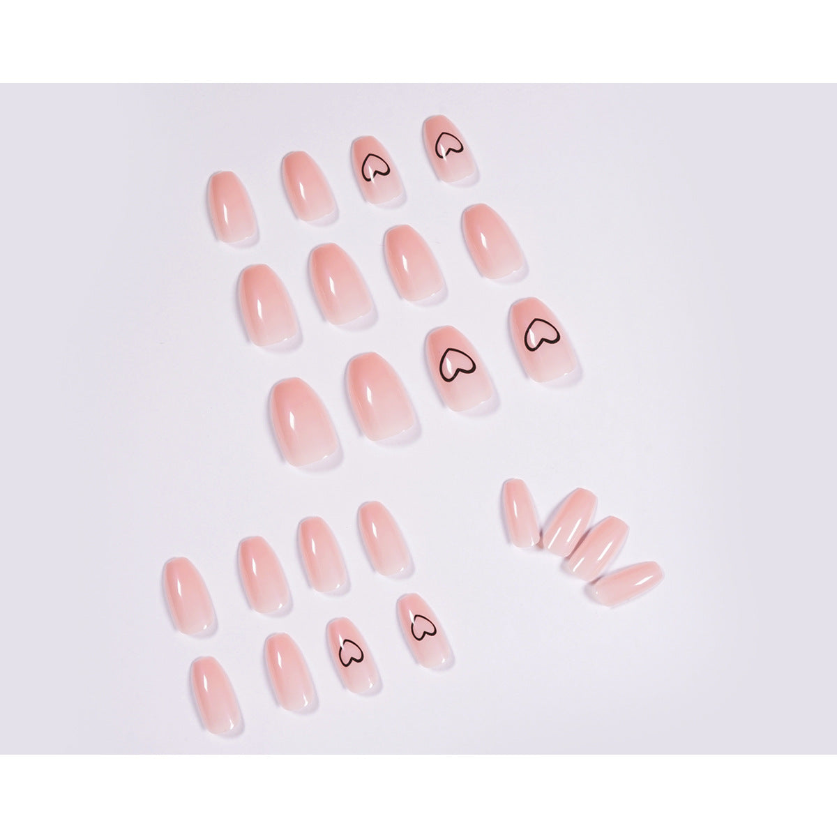 裸色 短款芭蕾形 愛心 穿戴甲 成品 超值款 可拆卸｜365nails