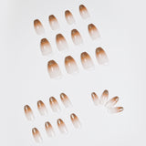 Unhas postiças francesas com acabamento gradual laranja café, mudança gradual, remendo de unha, remendo de unha à prova d'água, peça removível para unhas ｜365nails