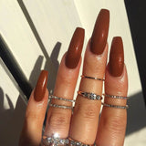 Patch de manicure longo de balé bordô com acabamento em flash puro, modelo à prova d'água ｜ 365nails