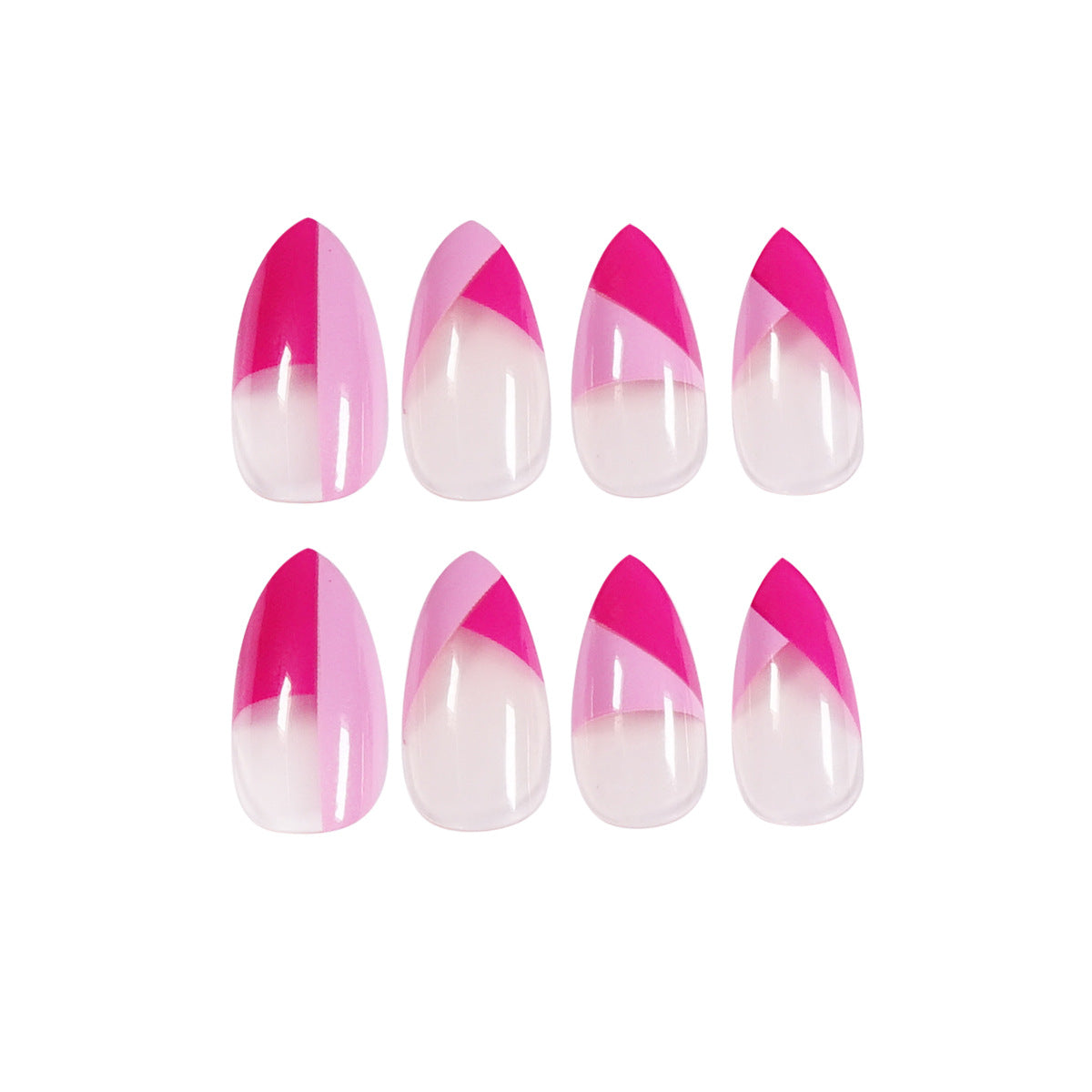 Rose red oblique French   finished fake nail manicure nail｜365nails