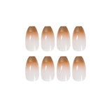 Unhas postiças francesas com acabamento gradual laranja café, mudança gradual, remendo de unha, remendo de unha à prova d'água, peça removível para unhas ｜365nails