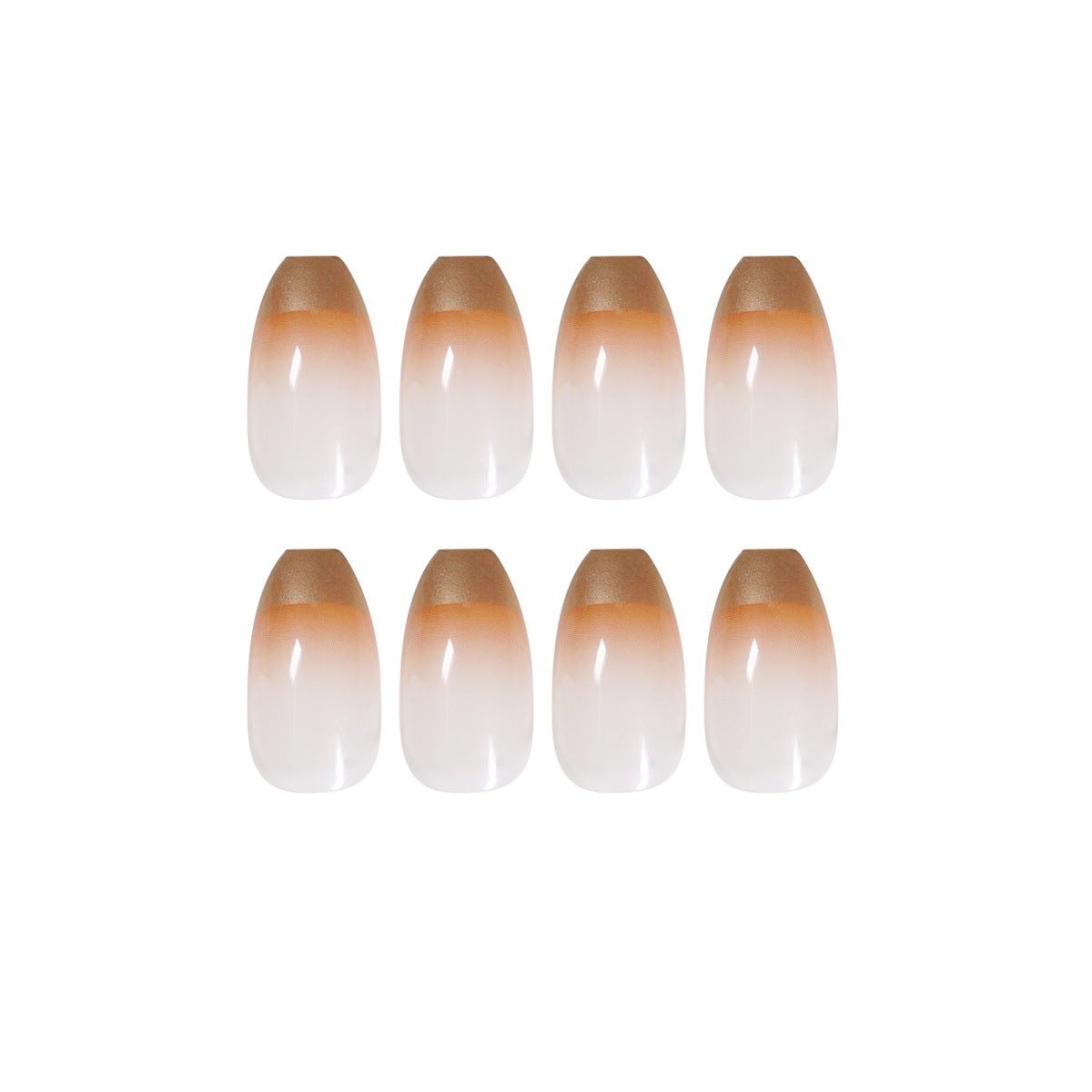 Unhas postiças francesas com acabamento gradual laranja café, mudança gradual, remendo de unha, remendo de unha à prova d'água, peça removível para unhas ｜365nails
