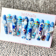 365nails: "Blue Fantasy" – 3D Cartoon Art Handmade Coffin Nails-5.5cm